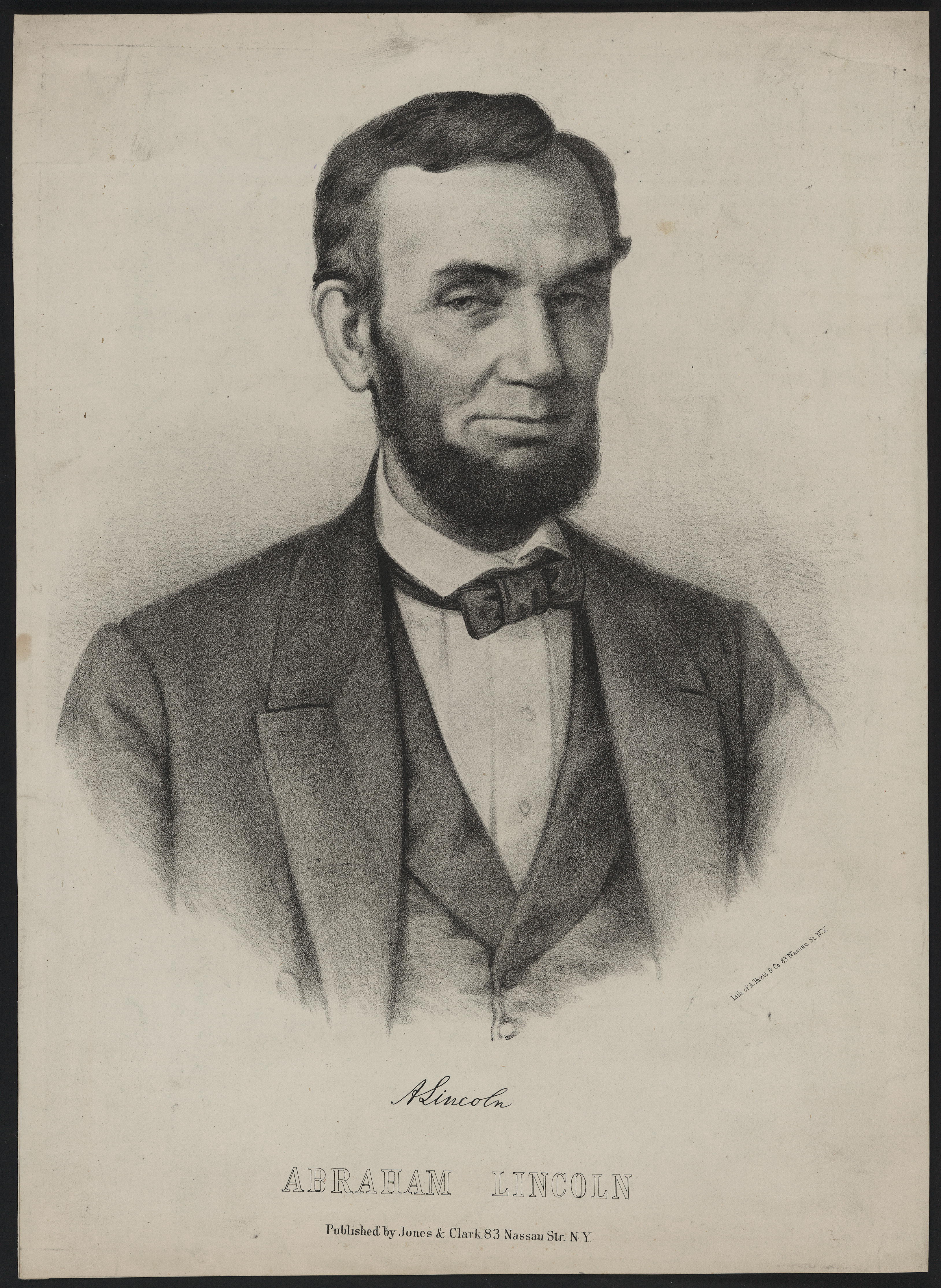[A. Brett & Co. portrait of Lincoln based on Gardner photograph.]., 1860 (Library of Congress)
