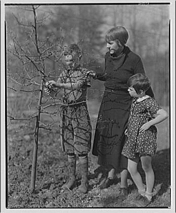 Art Brown and family. Brown family by tree I, 1937 (Library of Congress)