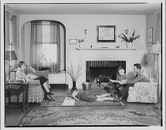 Art Brown and family. Brown family in living room I, 1937 (Library of Congress)