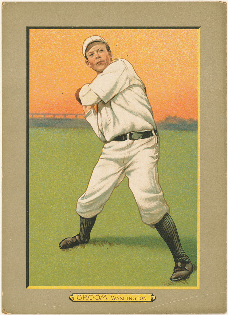 [Bob Groom, Washington Nationals, baseball card portrait], 1911 (Library of Congress)