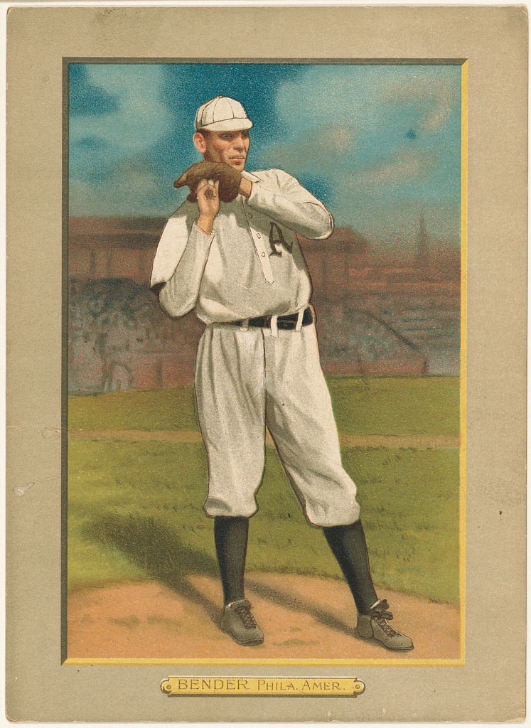 [Chief Bender, Philadelphia Athletics, baseball card portrait], 1911 (Library of Congress)