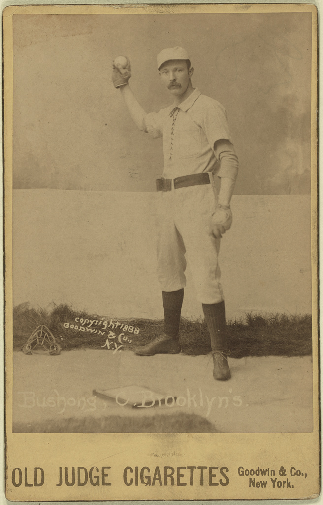 [Doc Bushong, Brooklyn Bridegrooms, baseball card portrait], 1888 (Library of Congress)