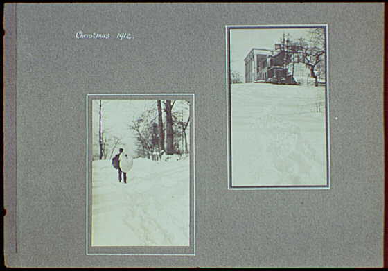 Early years, with images of family, self portraits, landscapes and architectural interiors. Christmas 1912, 1912 (Library of Congress)