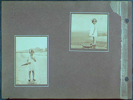 Early years, with images of family, self portraits, landscapes and architectural interiors. Child on beach, 1912 (Library of Congress)