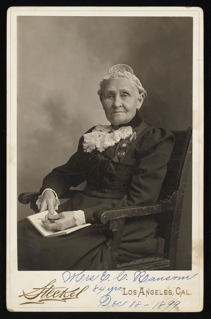 [Eleanor C. Ransom, Civil War nurse, three-quarter length portrait facing left], 1899 (Library of Congress)