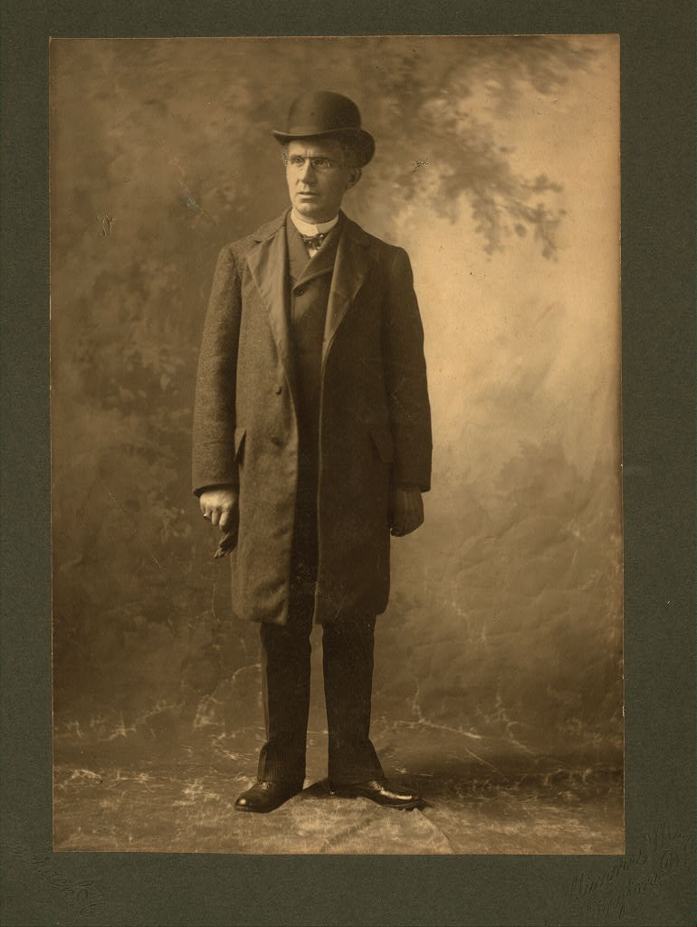 Emile Berliner, full length portrait, facing left, 1871 (Library of Congress)