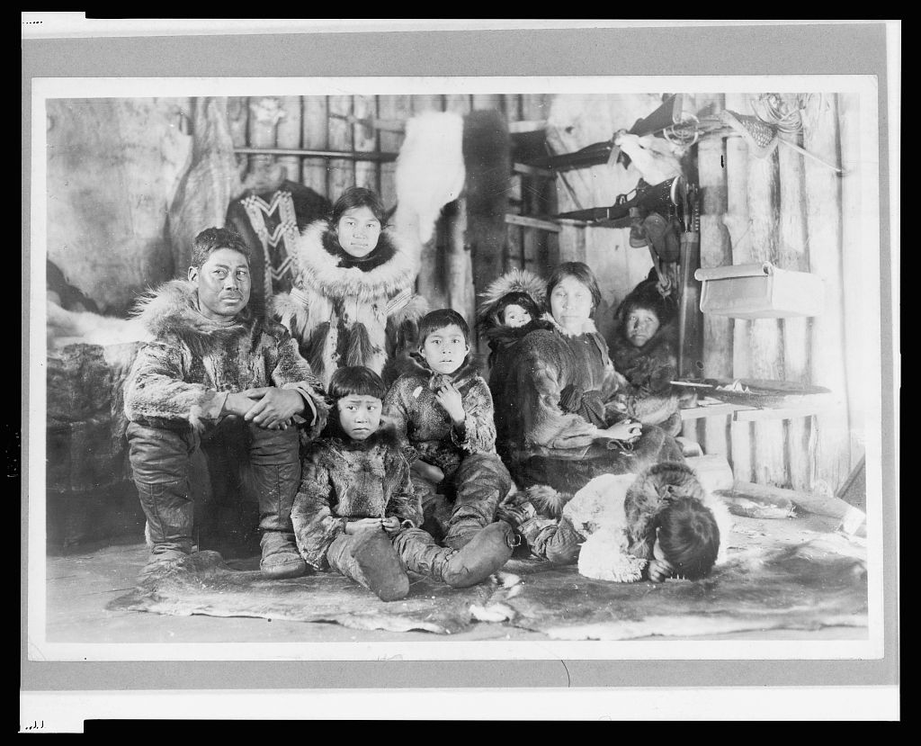 Eskimo family in their winter igloo, 1924 (Library of Congress)