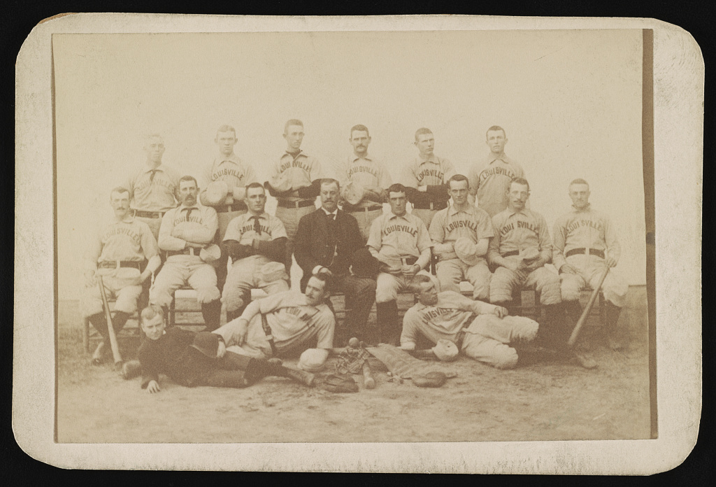 [Group portrait of baseball players with the Louisville Colonels, with manager John Curtis "Jack" Chapman in center], 1890 (Library of Congress)