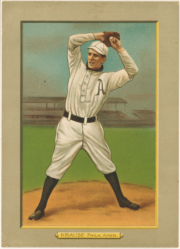 [Harry Krause, Philadelphia Athletics, baseball card portrait], 1911 (Library of Congress)