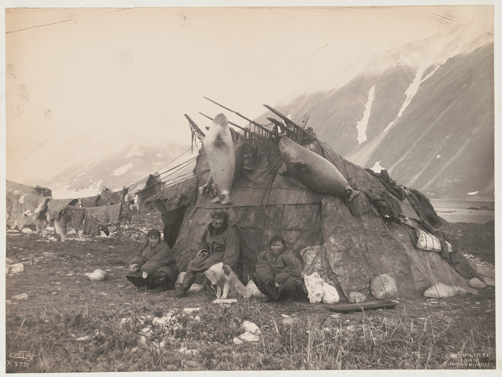 [Inuit hut and family], 1899 (Library of Congress)