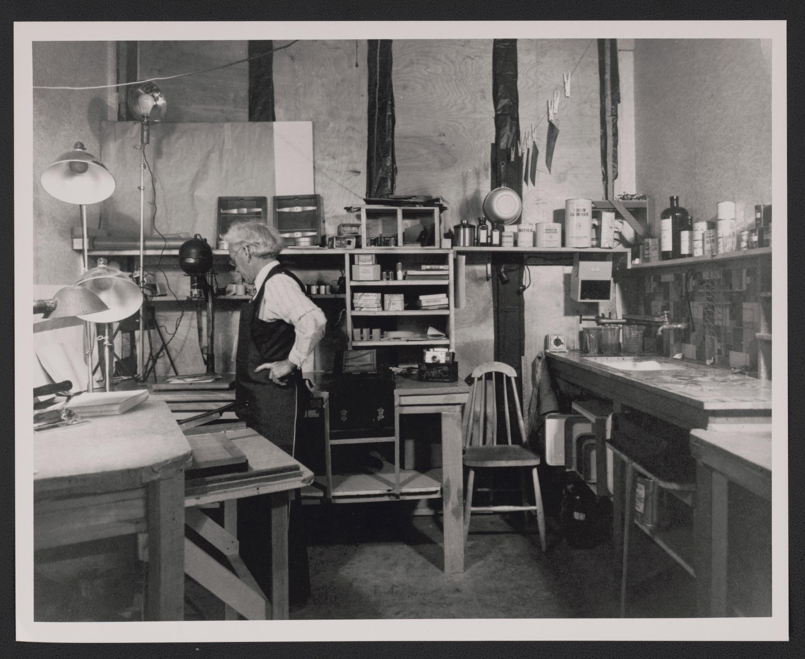 Mr. Prater in darkroom, 1938 (Library of Congress)