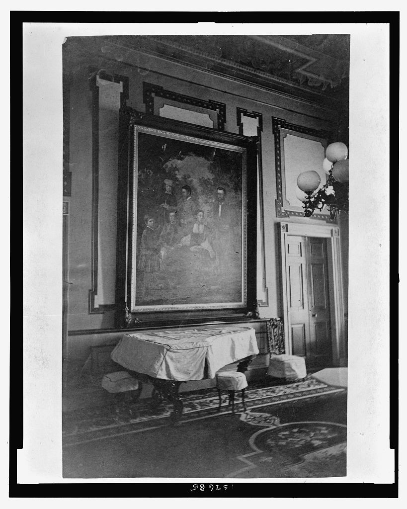 [Portrait of the Grant family above a piano in the Red Room of the White House], 1880 (Library of Congress)