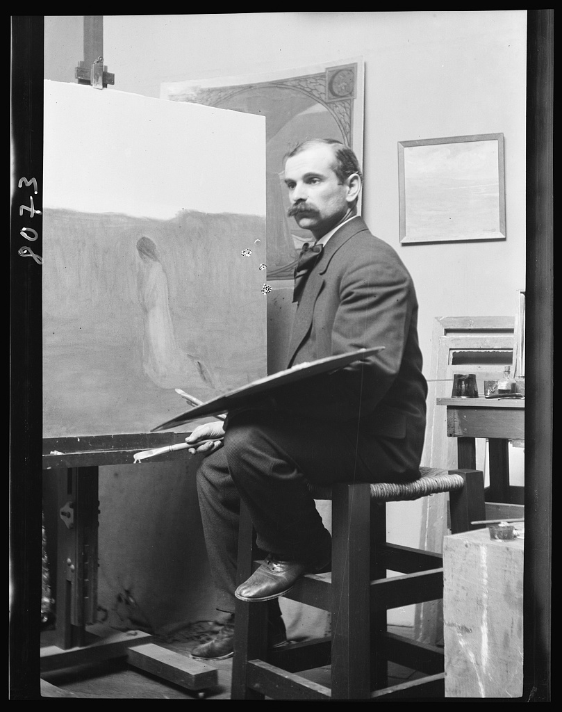 Unidentified man, seated at his easel, 1896 (Library of Congress)