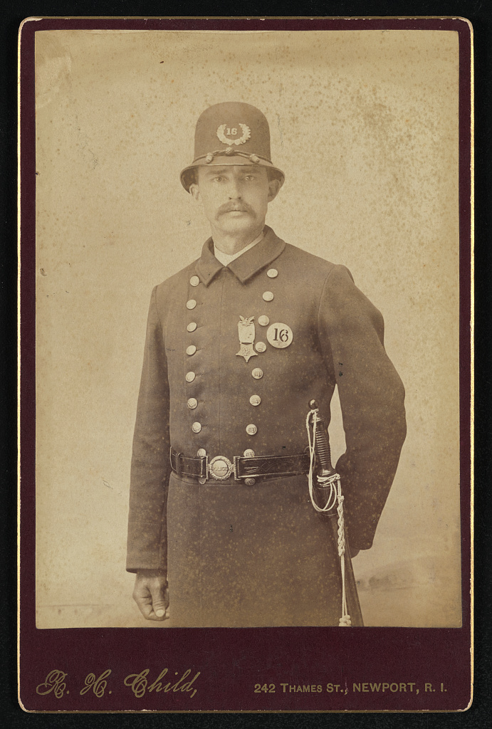 [Unidentified police officer wearing a Grand Army of the Republic badge], 1866 (Library of Congress)
