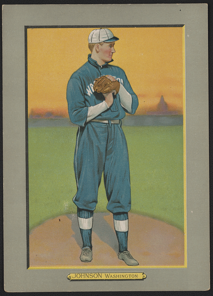 [Walter Johnson, Washington Nationals, baseball card portrait], 1911 (Library of Congress)